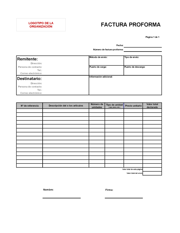 PLANTILLA - Factura Proforma