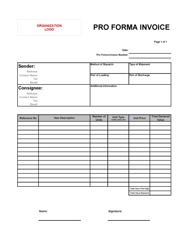 TEMPLATE - Proforma Invoice